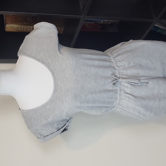 ALMOST FAMOUS Gray Short Sleeve Elastic Waist Jogger Hem Pocket Sweatsuit Jumper - Picture 2 of 12